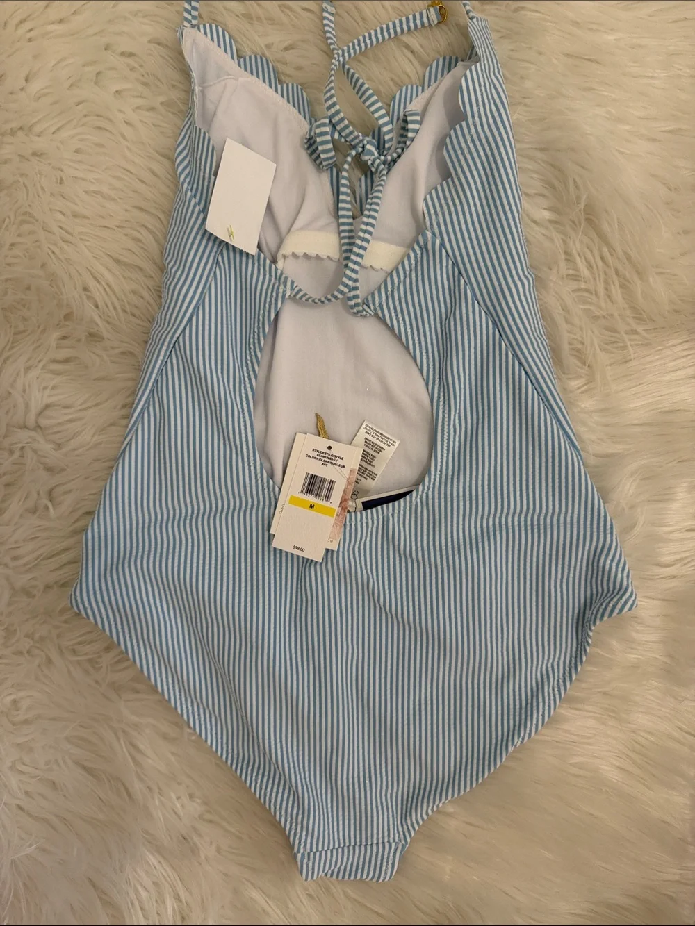 Jessica Simpson Light Blue & White Striped One-Piece Swimsuit size small NWT